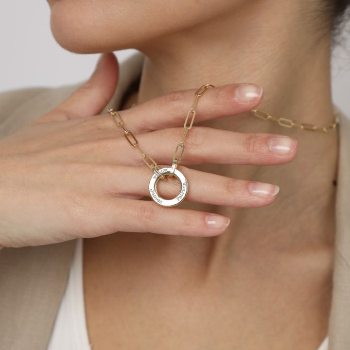 925 Sterling Silver Family Circle Link Chain Name Necklace