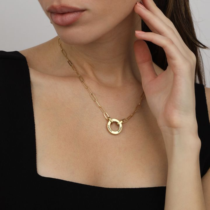 925 Sterling Silver Family Circle Link Chain Name Necklace