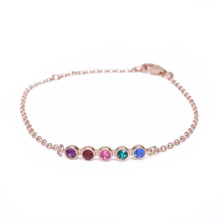 925 Sterling Silver Stars Birthstone Bracelet Personalized Bracelet