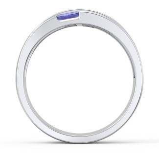 925 Sterling Silver Men's Double Baguette Ring With Birthstone