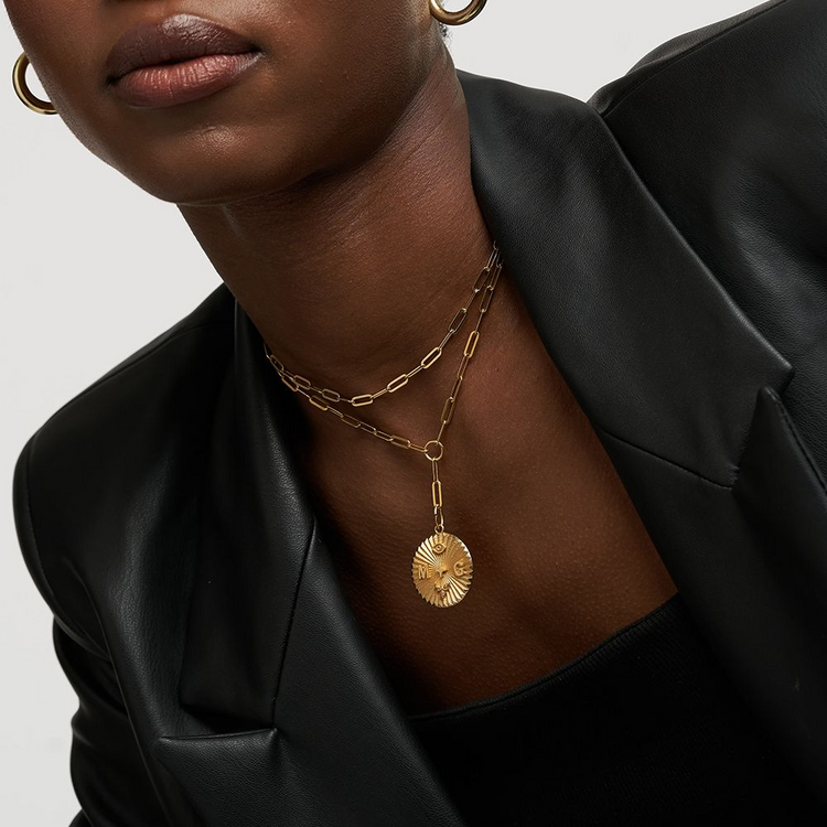 925 Sterling Silver Initial Badge Necklace Personalized Necklace