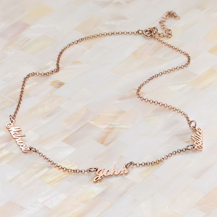 925 Sterling Silver Multiple Name Necklace Nameplated Personalized Necklace