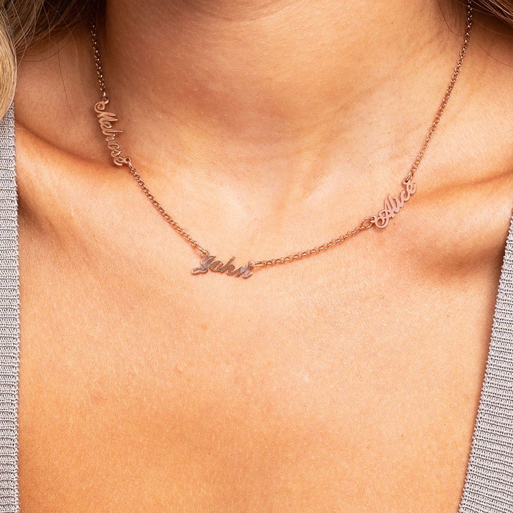 925 Sterling Silver Multiple Name Necklace Nameplated Personalized Necklace