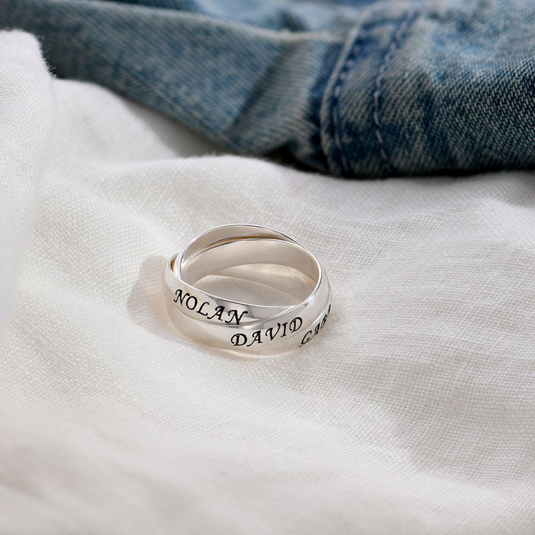 925 Sterling Silver Russian Rin Nameplated Personalized Ring