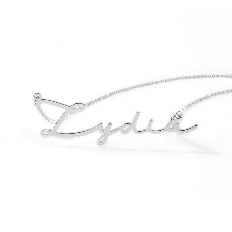 925 Sterling Silver Personalized Signature Style Name Necklace