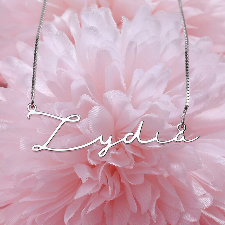 925 Sterling Silver Personalized Signature Style Name Necklace
