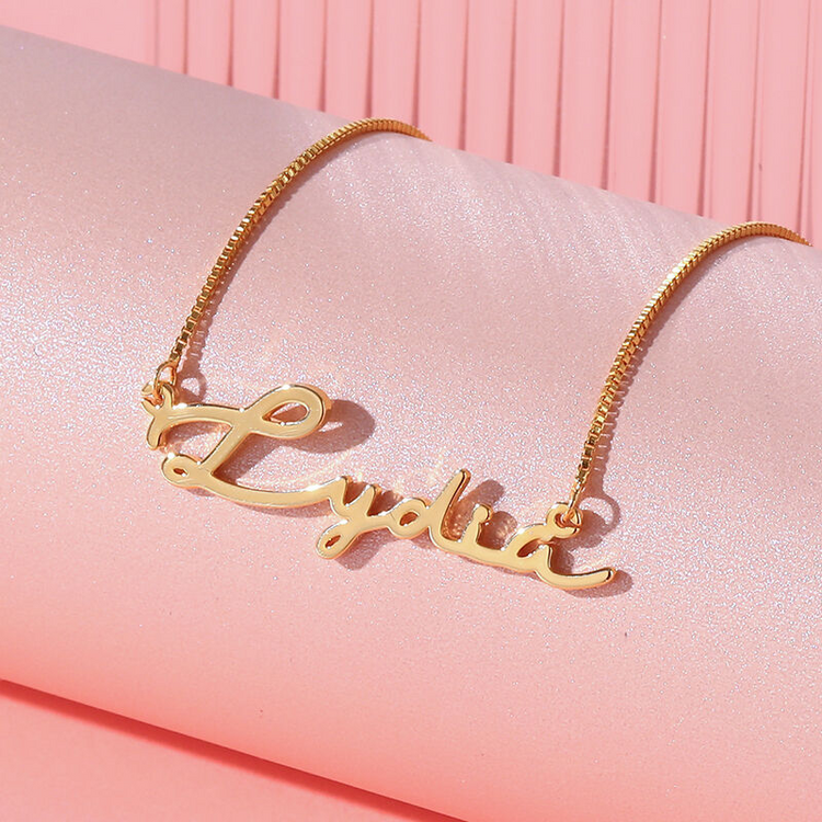 925 Sterling Silver Personalized Signature Style Name Necklace