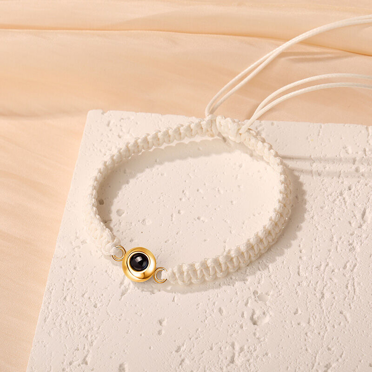 Personalized Braided Black Rope Photo Projection Bracelet Sweet Cool Gift