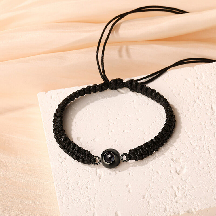 Personalized Braided Black Rope Photo Projection Bracelet Sweet Cool Gift