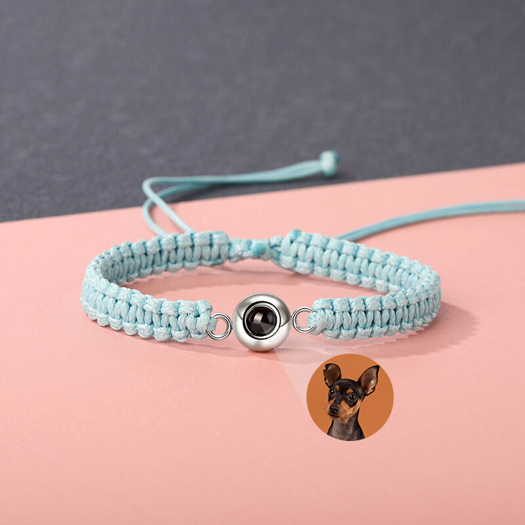 Personalized Braided Black Rope Photo Projection Bracelet Sweet Cool Gift