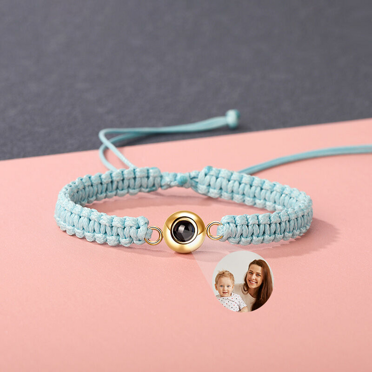 Personalized Braided Black Rope Photo Projection Bracelet Sweet Cool Gift
