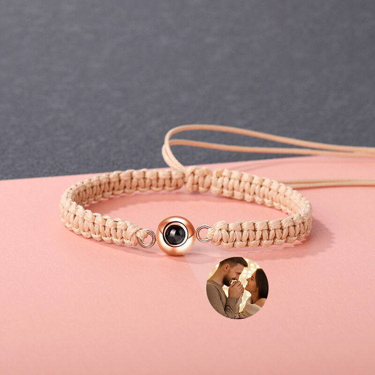 Personalized Braided Black Rope Photo Projection Bracelet Sweet Cool Gift