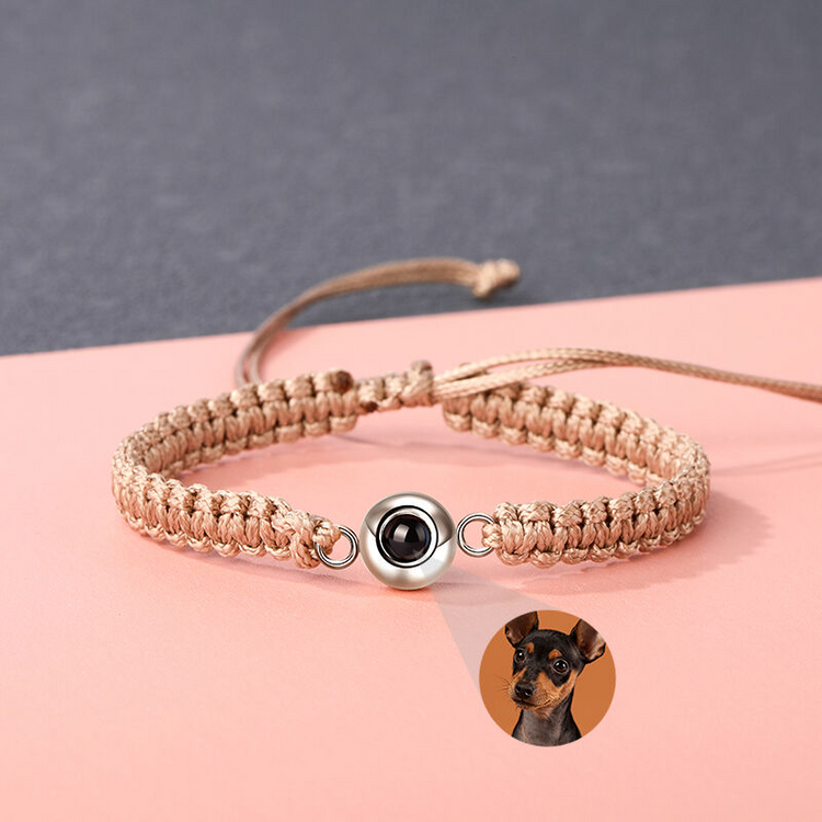 Personalized Braided Black Rope Photo Projection Bracelet Sweet Cool Gift