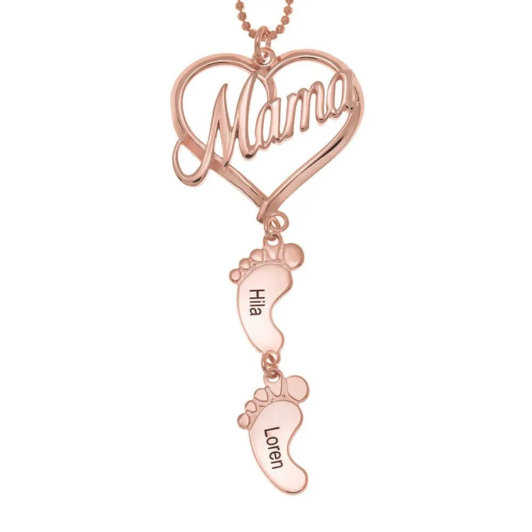 925 Sterling Silber Muttertag Geschenk Mama Herz Anhänger mit Baby füße