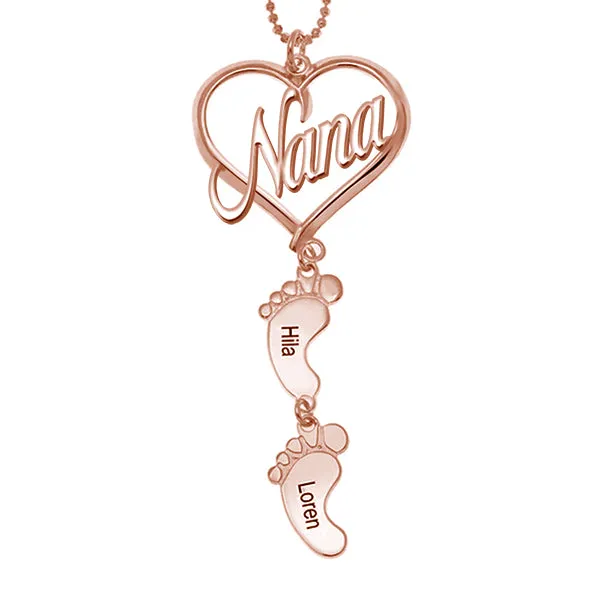 925 Sterling Silber Muttertag Geschenk Mama Herz Anhänger mit Baby füße