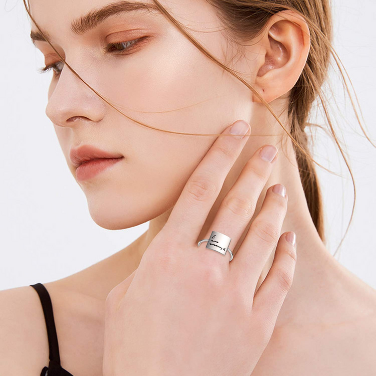 925 Sterling Silver ‘I Am Enough’ Square Inspirational Ring