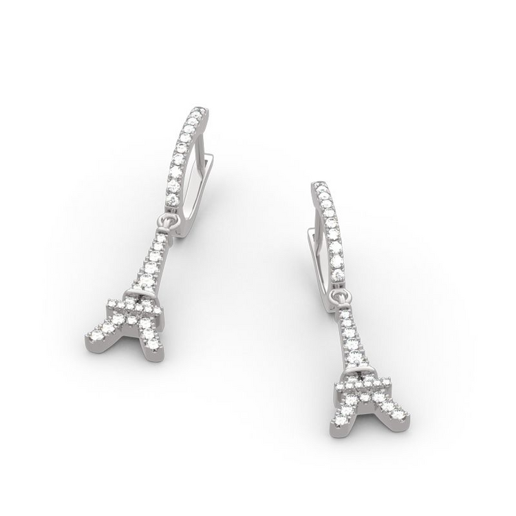 925 Sterling Silver Eiffel Tower Sterling Silver Drop Earrings
