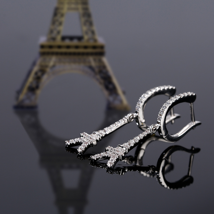925 Sterling Silver Eiffel Tower Sterling Silver Drop Earrings