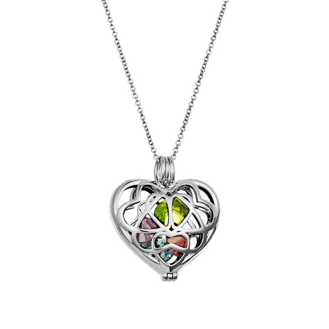 925 Sterling Silber ineinandergreifende Herzen Geburts stein Rose Gold Medaillon