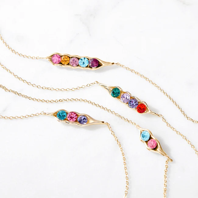 925 Sterling Silver Birthstone Pea in a Pod Gold Bracelet