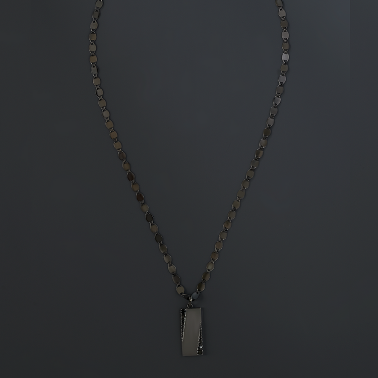 925 Sterling Silver Black Diamond Vanity Dog Tag