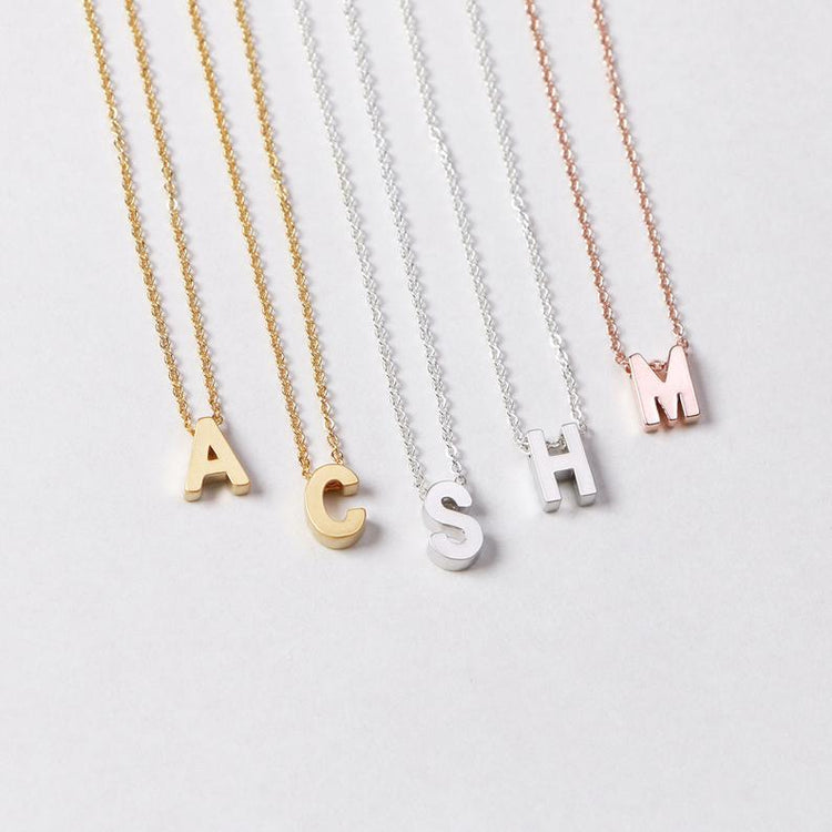 925 Sterling Silver Personalized Initial Necklace Bracelet Anklet Set