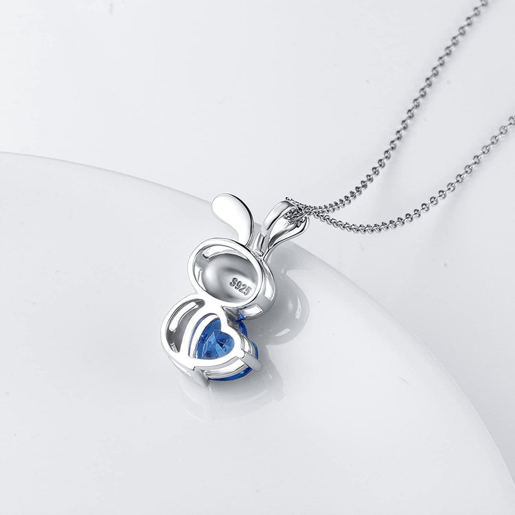 925 Sterling Silver Cute Animal Jewelry Cubic Zirconia Love Heart Pendant Necklace for Women - onlyone