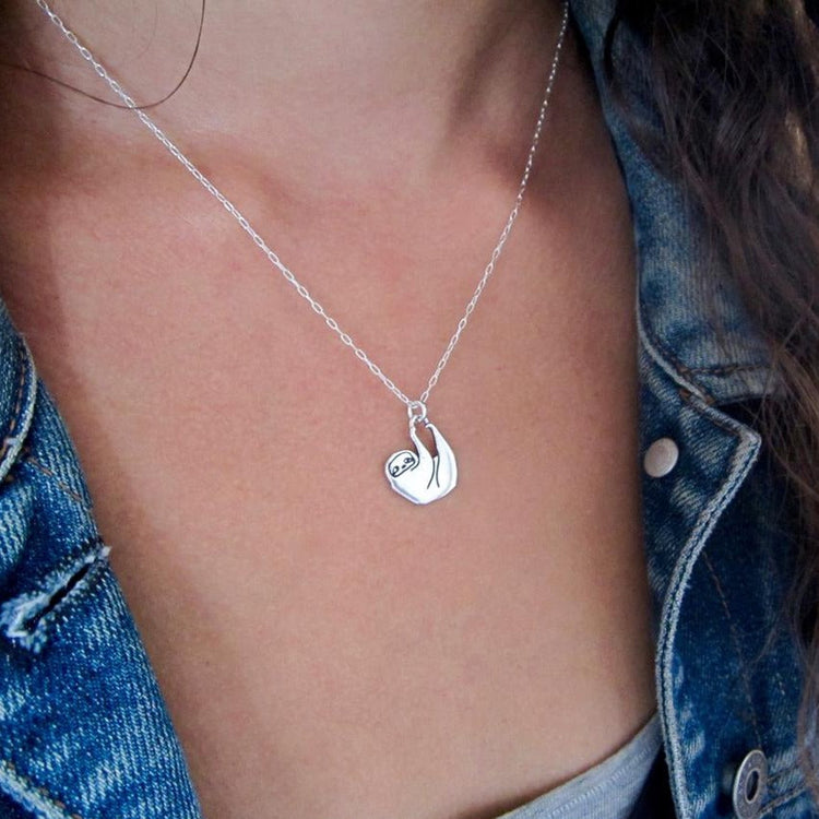 925 Sterling Silver Little Sloth Necklace