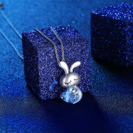 925 Sterling Silver Cute Animal Jewelry Cubic Zirconia Love Heart Pendant Necklace for Women - onlyone