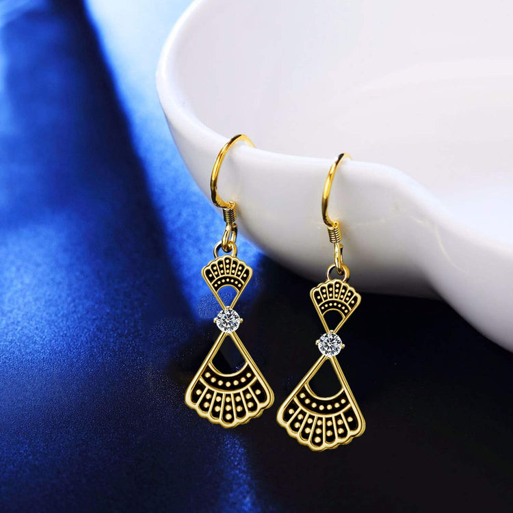925 Sterling Silver RBG Dissent Collar Dangle Drop Earrings With Crystal