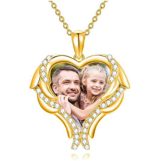 925 Sterling Silver Personalized Photo Necklace Custom Colorful Photo With Text Necklace - onlyone