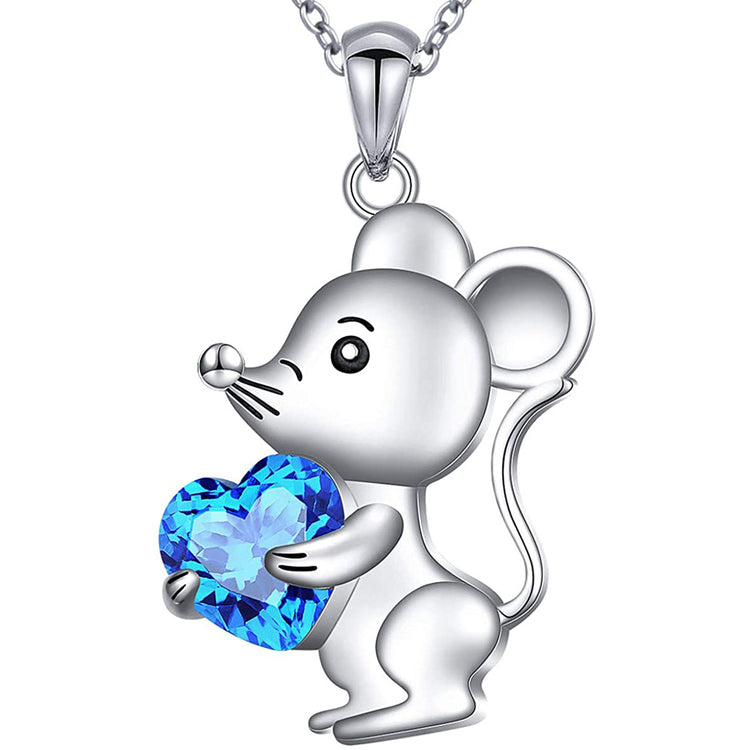 925 Sterling Silver Cute Animal Jewelry Cubic Zirconia Love Heart Pendant Necklace for Women - onlyone