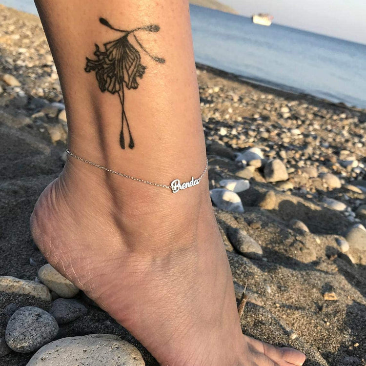 925 Sterling Silver Gold Anklet With Name, Personalized Name Anklet For Women - onlyone