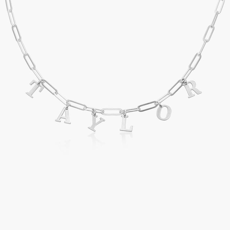925 Sterling Silver Initial Choker In Clip Link, Gift For Girlfriend, Vote Necklace