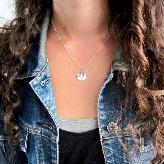 925 Sterling Silver Little Sloth Necklace