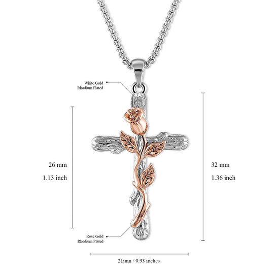 925 Sterling Silver Cross Necklace for Women Rose Flower Necklace Jewelry Cross Necklace For Women - onlyone