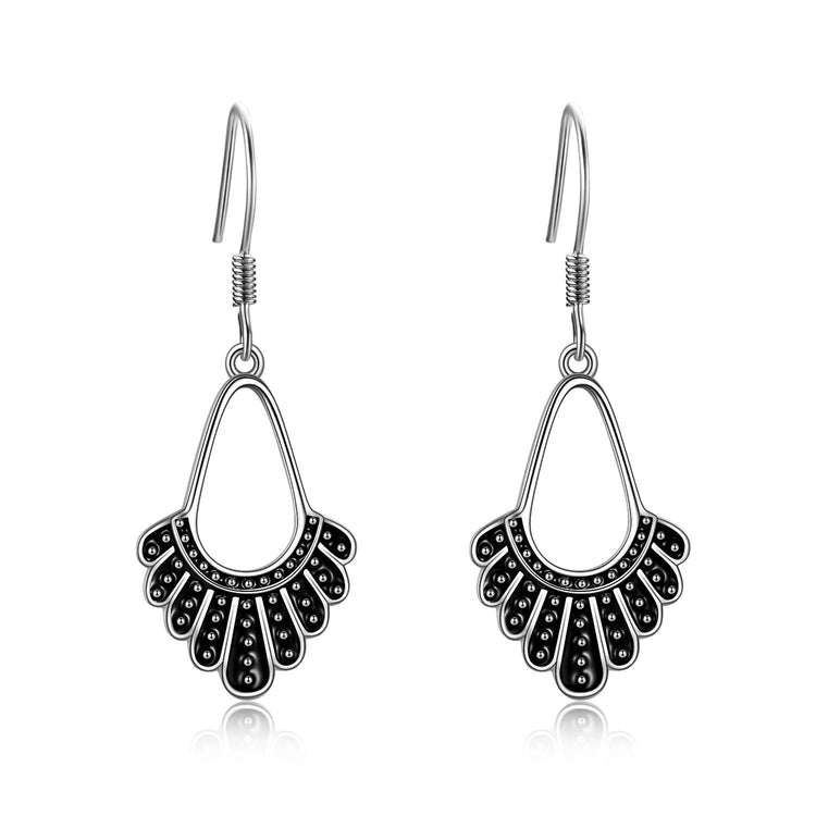 925 Sterling Silver Dangle Drop Dissent Collar Earrings, Ginsburg Earrings, RBG Earrings