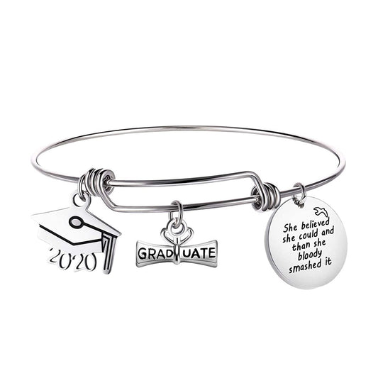 Graduation Cap 2020 Bangle Gifts Expandable Bangle Adjustable Bracelet Graduation Inspirationla Gift - onlyone