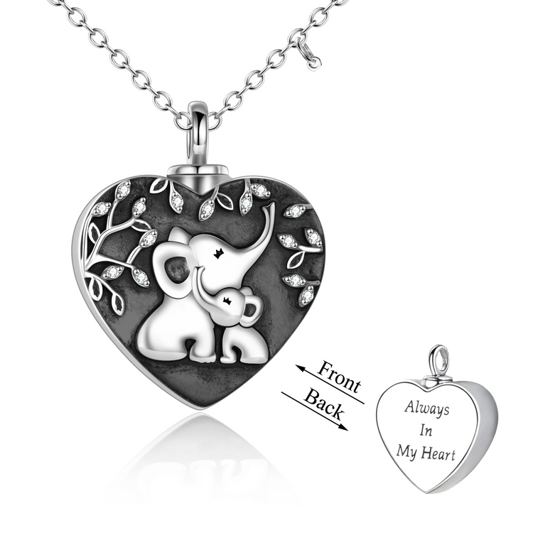 925 Sterling Silver Elephant Heart Urn Necklace for Ashes Cremation Jewelry for Ashes