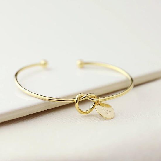 925 Sterling Silver Personalized Initial Knot Engraved Cuff - onlyone