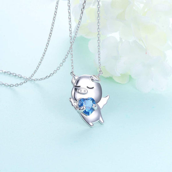 925 Sterling Silver Cute Animal Jewelry Cubic Zirconia Love Heart Pendant Necklace for Women - onlyone