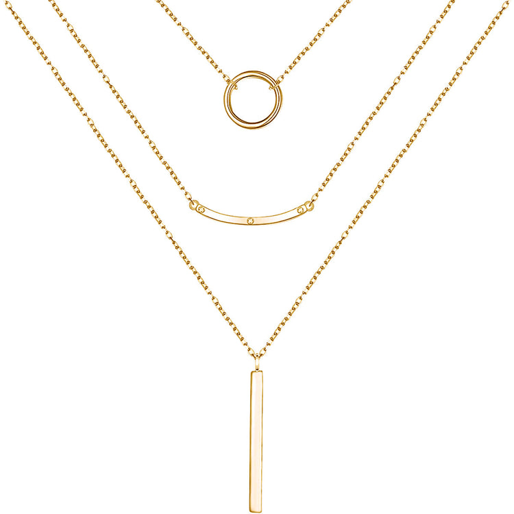 925 Sterling Silver 3 Multi Layer Necklace - onlyone