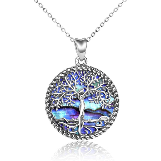 925 Sterling Silver Tree of Life Necklace Abalone Shell Tree of Life Pendant Necklace for Women Jewelry - onlyone