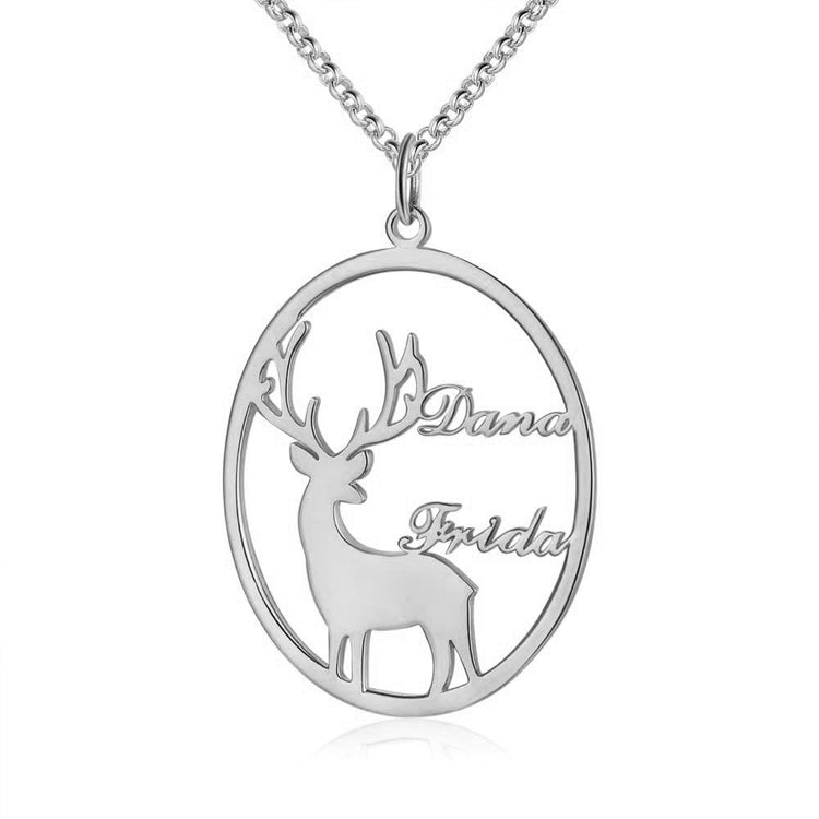 925 Sterling Silver Personalized Reindeer Name Necklace
