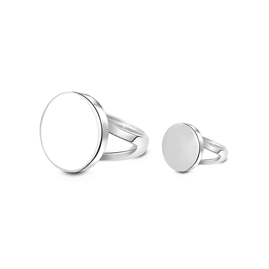 925 Sterling Silver Personalized Circle Photo Engraved Ring - onlyone
