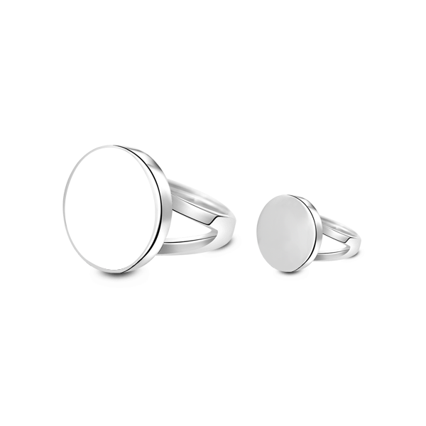 925 Sterling Silver Personalized Circle Photo Engraved Ring - onlyone