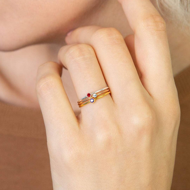 925 Sterling Silver Single Birthstone Ring