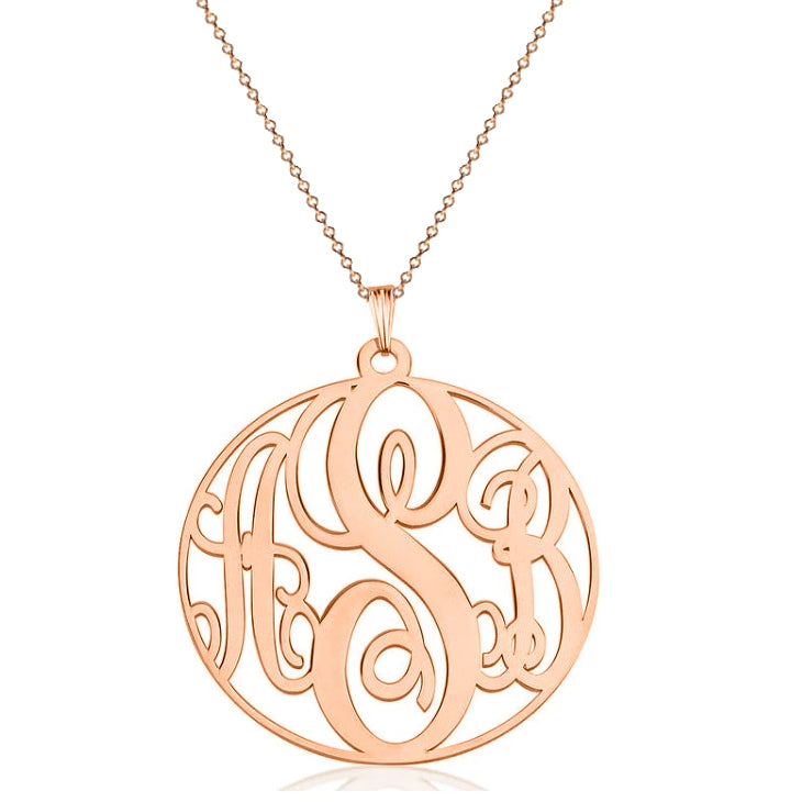 925 Sterling Silver Initial Monogram Necklace