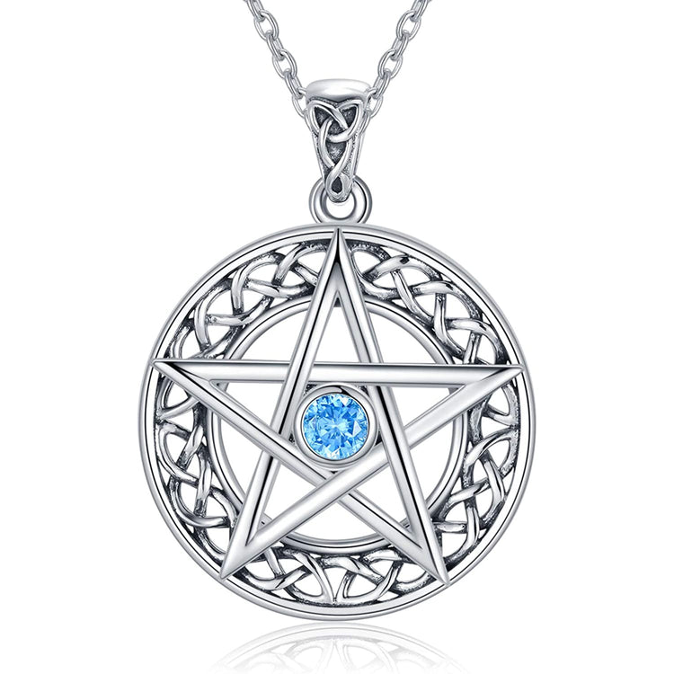 925 Sterling Silver Pentagram Celtic Necklace