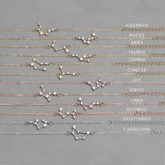 925 Sterling Silver 12 Constellation Bracelet Personalized Celestial Zodiac - onlyone